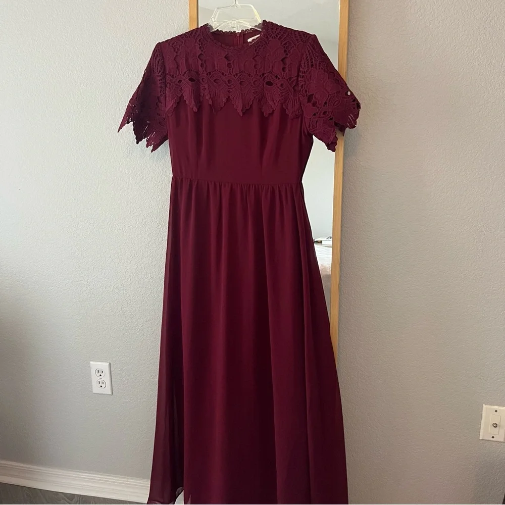 Roolee Fiona Dress Modest Lace Maxi Dress Red Size S - Picture 1 of 10